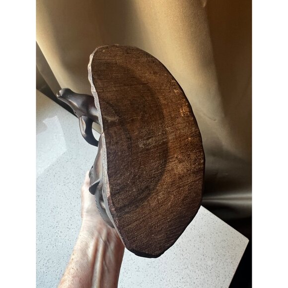 Hand-Carved Wooden Sculpture Of Man On Water Buffalo Vintage - Picture 6 of 15